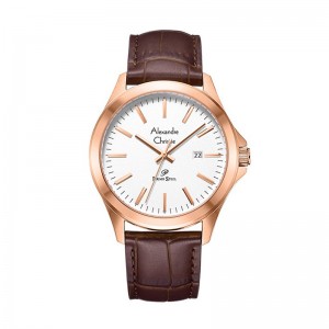 Alexandre Christie AC 1026 Rosegold White Leather Man MDLRGSL